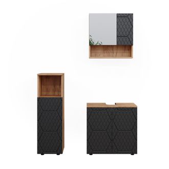 Vicco Conjunto De Muebles De Ba&ntilde;o Irma, Rayas Antracita, 3 Partes