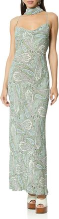 AFRM Cheryl Paisley Slipdress with Scarf in Aqua Paisley at Nordstrom, Size X-Large