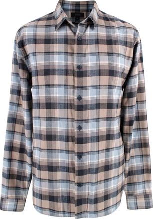 Vince Blue and Beige Check Cotton Shirt Size M