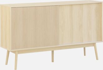 Sweeek Sweeek - Aparador Escandinavo Efecto Madera Con 2 Puertas, 150cm, Linear, Natural, 150x39.5x90 Cm