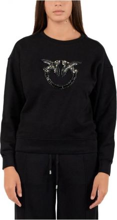Pinko Dames Sweatshirt in Roze - Dames - Sweatshirts - Zwart - M - Katoen - Hoodies & sweatvesten