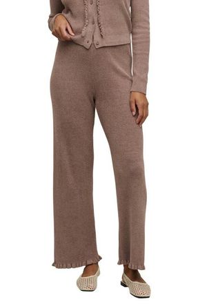 Barefoot Dreams CozyChic Ultra Lite Ruffle Rib Ankle Pajama Pants in Sable at Nordstrom, Size X-Small