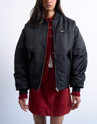 Topshop Bomber oversize in nylon nero