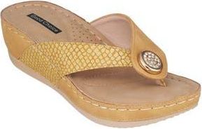 GC SHOES Dafni Snakeskin Embossed Wedge Sandal in Yellow at Nordstrom Rack, Size 6.5
