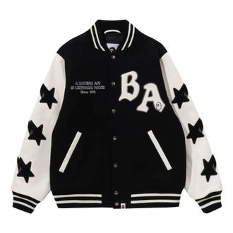 A Bathing Ape Relaxed Fit Varsity Jacket Black 1I80-141-001-BLACK