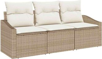 vidaXL Conjunto De Sof&aacute; De Jard&iacute;n 3 Pcs Beige Polirat&aacute;n Vidaxl