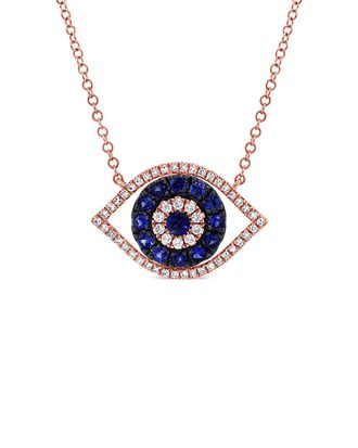 Sabrina Designs 14K Rose Gold 0.64 Ct. Tw. Diamond & Sapphire Evil Eye Necklace
