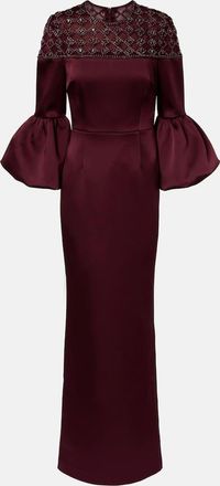 Rebecca Vallance Abito lungo Alora in raso con decorazioni