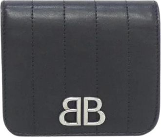 Balenciaga Pre-owned Wallets, male, Black, Size: ONE SIZE Pre-owned Monaco Flap Coin Card Case Lambskin Wallet