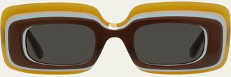 Loewe Multicolor Curved Logo Acetate Rectangle Sunglasses