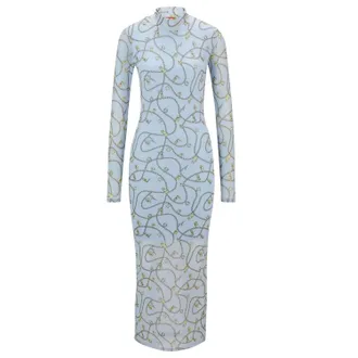 HUGO BOSS Hugo Nasuse 2 mesh-maxi-jurk voor dames (Blauw)