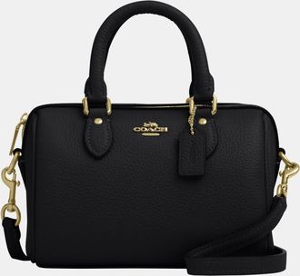 Coach Womens Mini Rowan Crossbody in Refined Pebble Leather - Black - One Size