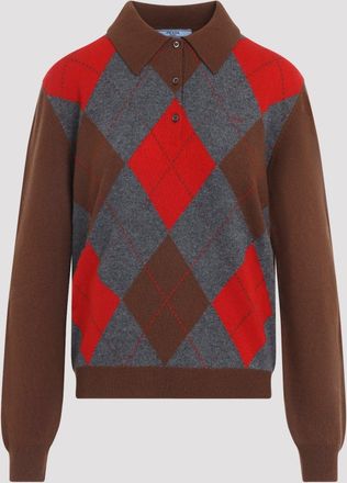 Prada argyle gebreide polosweater