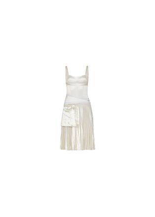 Victoria Beckham Ivory Silk Pleated Detail Dress Size XS
