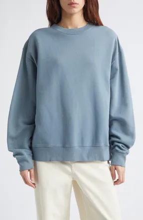 Golden Goose Boxy Faded Cotton Sweatshirt in Windward Blue at Nordstrom, Size X-Small