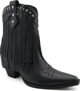 Zigi Soho Finlandia Fringe Western Boot in Black Leather at Nordstrom, Size 10