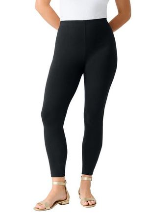 Roaman's Plus Size Essential Stretch Ankle Length Pull-On Legging in Black at Nordstrom, Size Medium