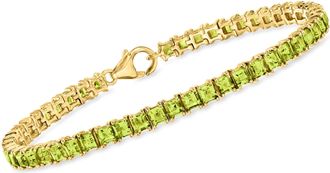 Ross-Simons Square Peridot Tennis Bracelet in 18kt Gold Over Sterling