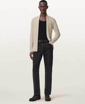 AllSaints Wool Mode Merino Ramskull Open Cardigan, Size: XXL