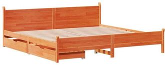 vidaXL Cama Sin Colch&oacute;n Madera Maciza De Pino Marr&oacute;n Cera 180x200 Cm Vidaxl