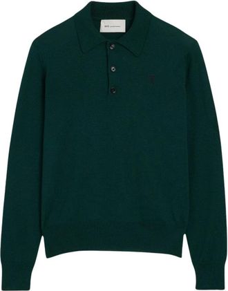 Ami Quota Polo Sweater - Heren - Polos - Groen - S - Wol - Tops