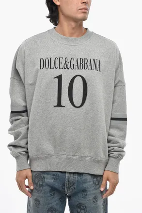 Dolce & Gabbana Brushed Cotton Crewneck Sweatshirt with Front Print Dolce & Gabbana