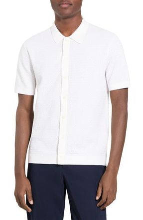 Theory Cairn in Cotton Short Sleeve Shirt in Ivory at Nordstrom, Size X-Large