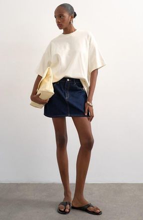 Topshop Plemet Cotton Denim Miniskirt in Mblue at Nordstrom, Size 14 Us