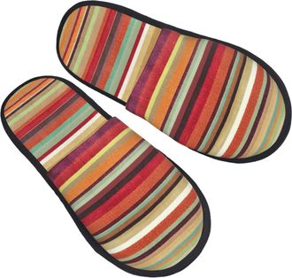 Generic Fuzzy Slippers Rainbow. Printing Furry Slippers Unisex Casual House Shoes For Winter Travel Bathroom M