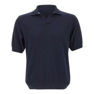 Paul & Shark Paul & Shark, Polo Shirts, male, Blue, Size: 2XL V-neck Short Sleeve with Ribbed Details