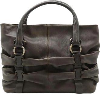 Ferragamo Pre-owned Vara Drape Leather Tote Bag - Dames - Vintage Handtas - Bruin - ONE Size - Leer - Vintage