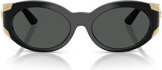 Versace 55mm Oval Sunglasses in Black /Dark Grey at Nordstrom