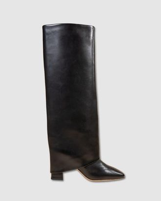 Mi-Mai Nolan High Leather Turn Up Boot in Black at Nordstrom, Size 10