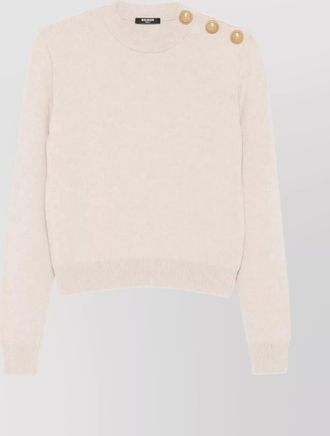Balmain cashmere blend sweater with buttoned crew neck