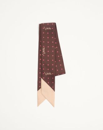 Valentino Garavani Scarf Bandeau Stelline e Firma Starry in seta Donna CORALLO/CHOCOLATE UNI