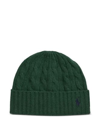 Polo Ralph Lauren Polo Pony cable-knit beanie - men - Wool/Recycled Nylon - One Size - Green