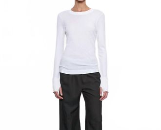 Enza Costa Easy Cuffed Crew Tee In White Enza Costa