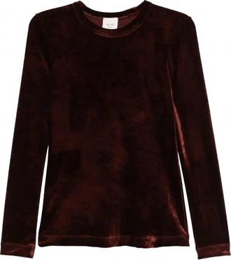 Alysi Womens Maglia Velvet Feel Scollata Tee In Choco