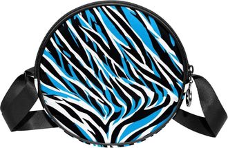 Generic Circle Crossbody Bag for Women, Zebra Stripes Small Sling Bag Daypack with Zipper Adjustable Shoulder Straps Casual Ladies Girls Round Purse