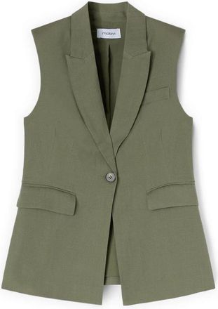 Motivi Gilet van Linnenmix - Dames - Bodywarmers - Groen - 2XS - Linnen - Jassen