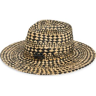 Ruslan Baginskiy Rhomboidal Straw Hat in Beige/Black at Nordstrom, Size X-Small