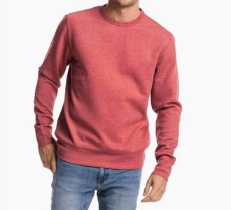 Southern Tide Lockley Heather Interlock Crew Shirt In Tuscany Red