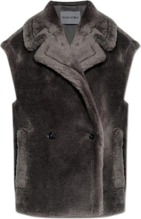 Stand Studio Furry Vest Carly - Dames - Bodywarmers - Grijs - XS - Wol - Jassen