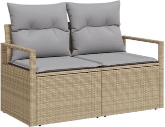 vidaXL Garden Sofa with Cushion Beige 120 x 62 x 69cm Poly Rattan Vidaxl