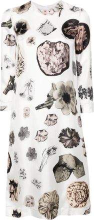 Marni floral collage-print silk dress - women - Silk - 42 - White