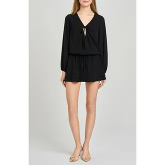 Wayf Nila Long Sleeve Minidress in Black at Nordstrom, Size X-Small