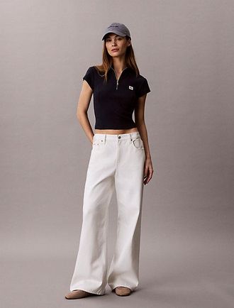 Calvin Klein Geribbelde top met rits en monologo patch