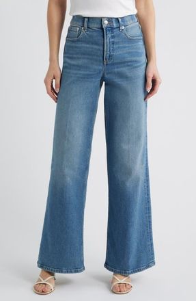 Spanx SPANXshape Authentic 360 High Waist Wide Leg Jeans in Wilmington Wash at Nordstrom, Size X-Large