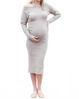 Ripe Knit Maternity Dress In Light Taupe