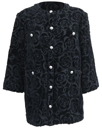 Chanel Camellia Floral-Print Button-Down Blazer, Size Fr, 36 (Authentic Pre- Loved)